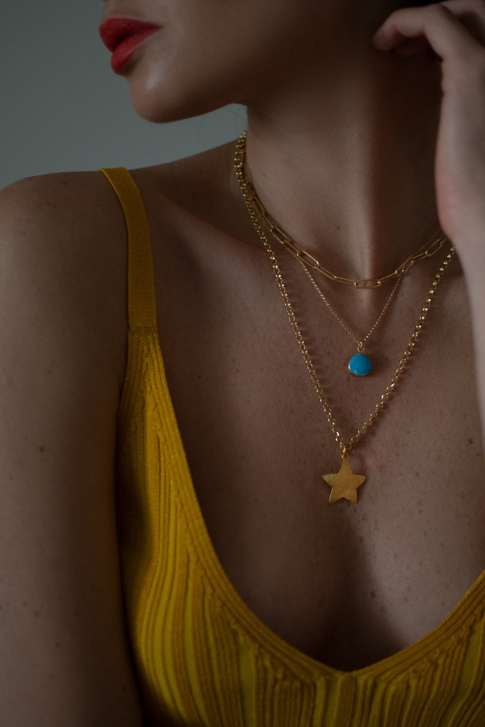 PAPERCLIP + TURQUOISE HOWLITE + STAR NECKLACE || SET