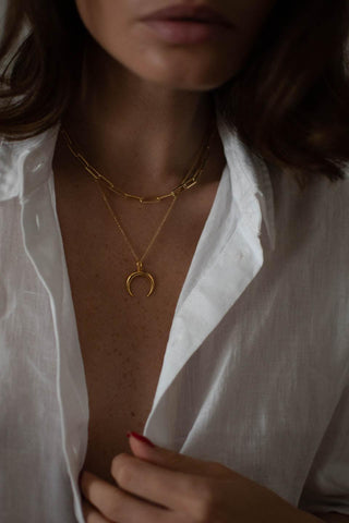 PAPERCLIP + WISH MOON NECKLACE | SET