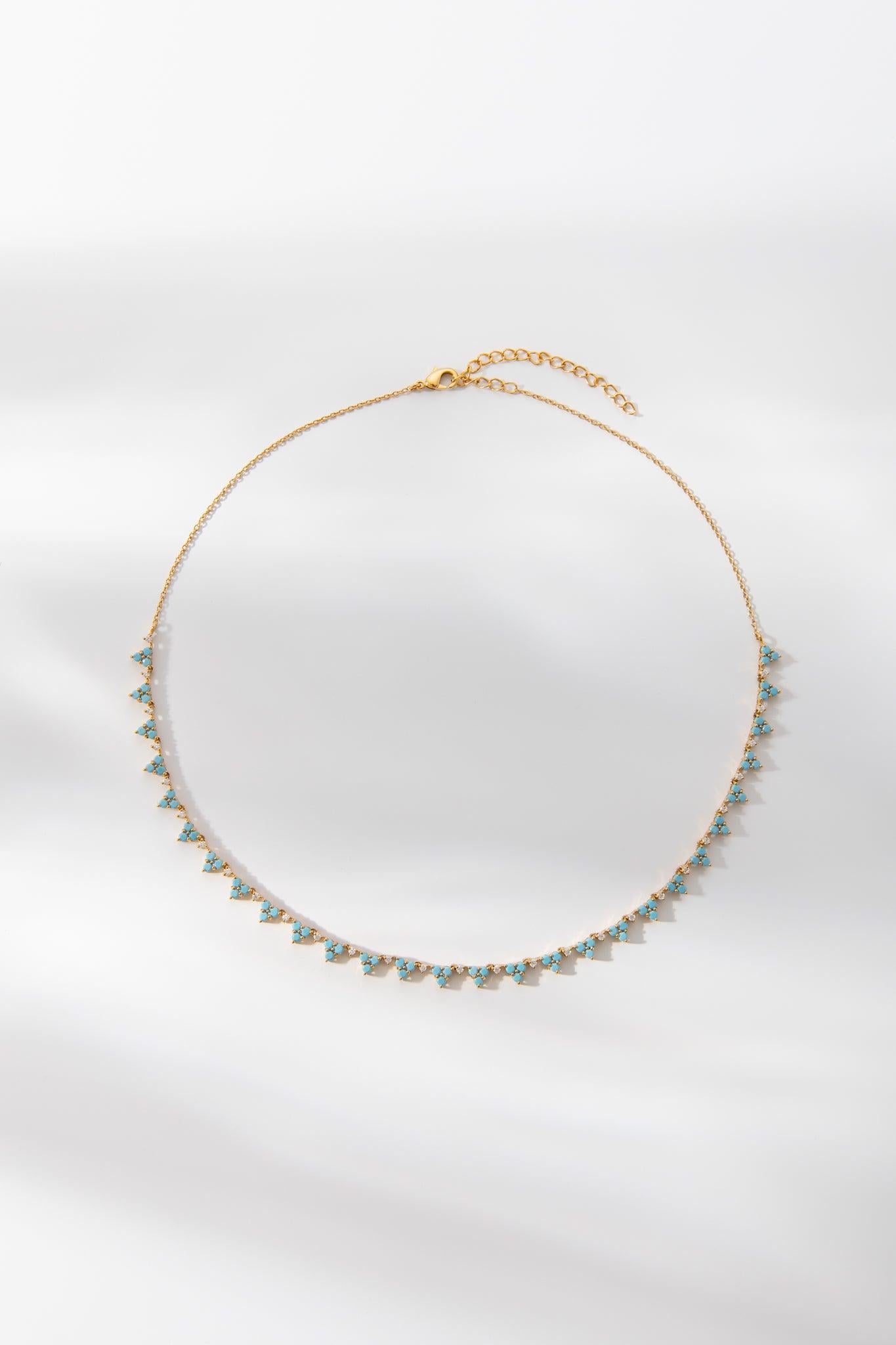 100 Round Blue Turquoise Long Necklace - Handmade Strand Style