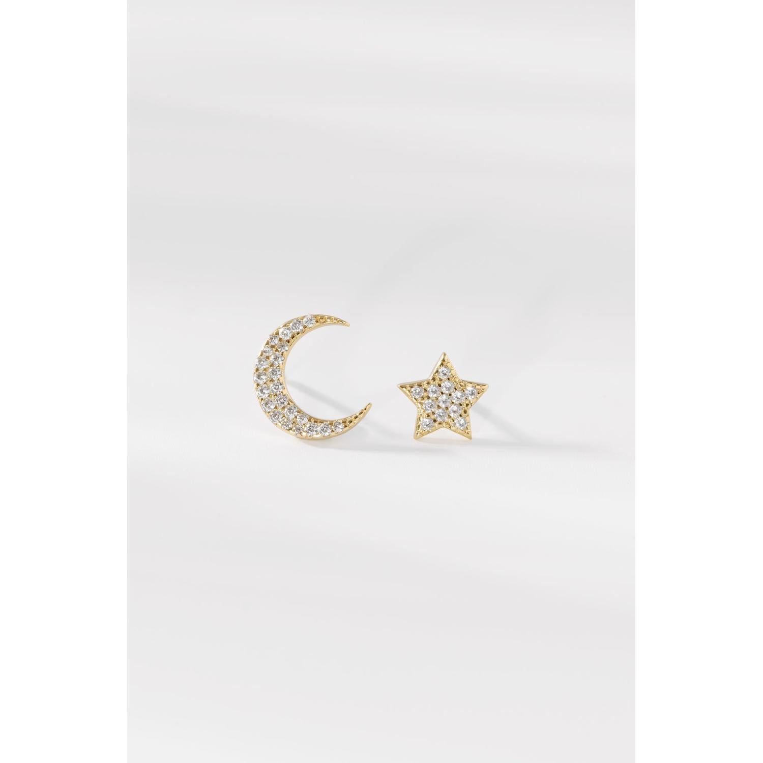 STAR AND MOON STUD EARRING – One Dame Lane - Main Image