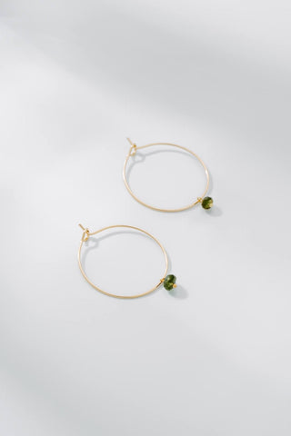 DELICATE HOOPS w/ MINI TOURMALINE