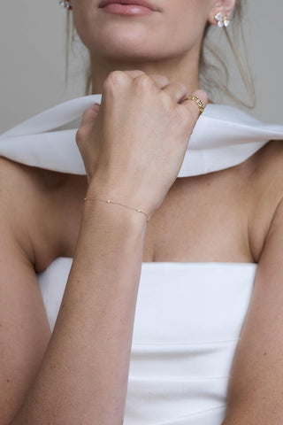 Minimal bridal look styled with the Elodie bracelet