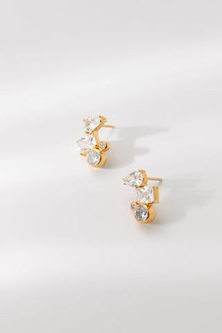 Elsie bridal stud earrings on white background from Louise Cooney collection