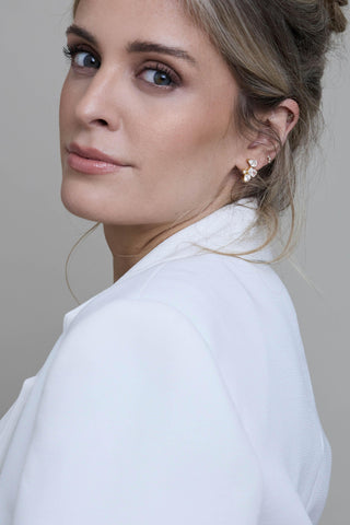 Elsie stud earrings worn as part of the Louise Cooney bridal collection