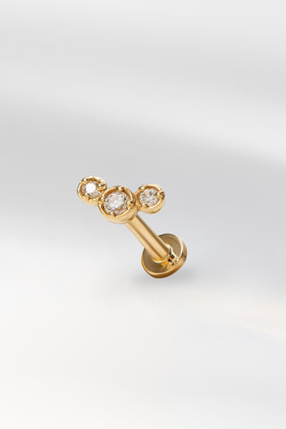 Talia flat back worn with modern bridal ear styling