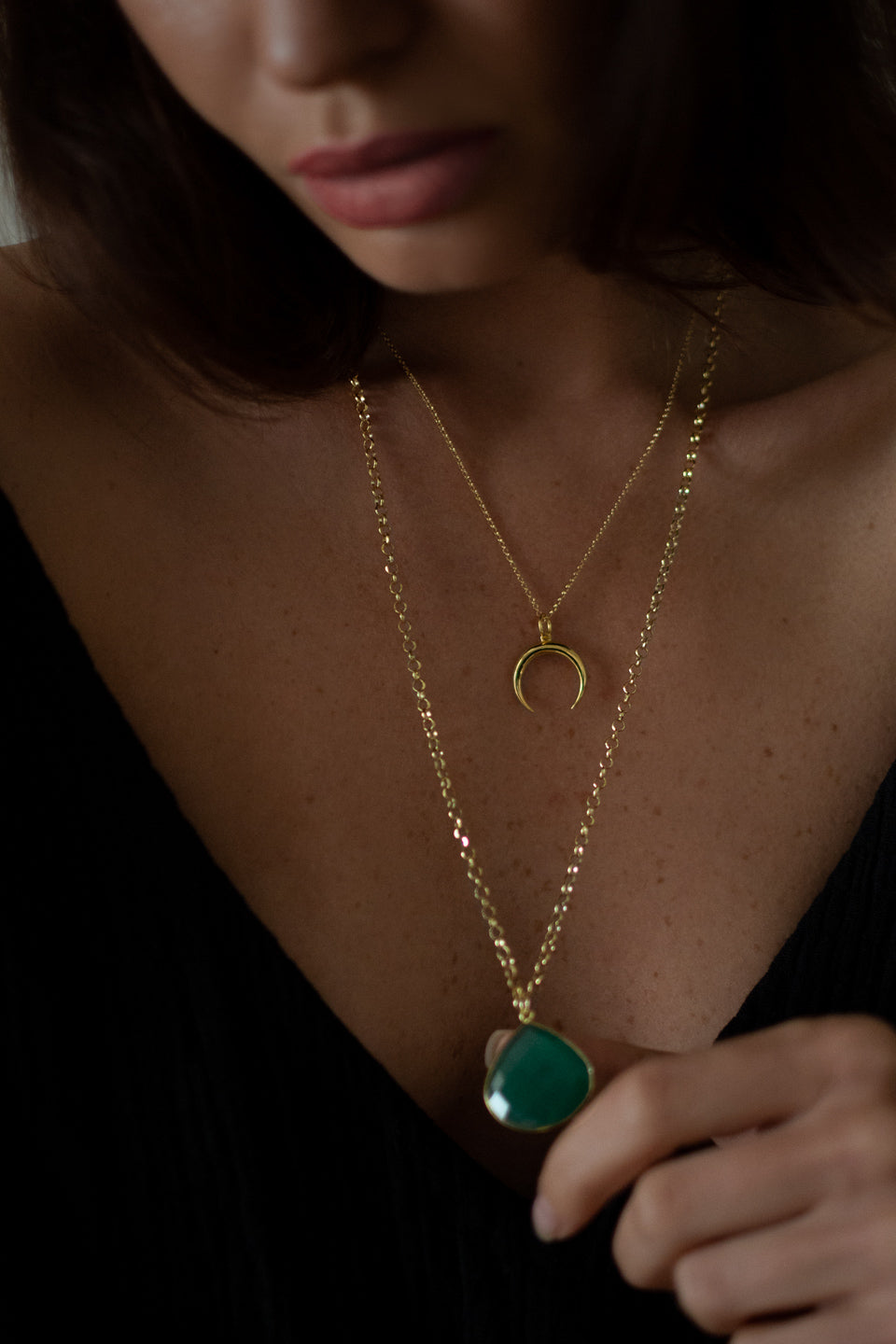Green Onyx Heart Necklace from One Dame Lane