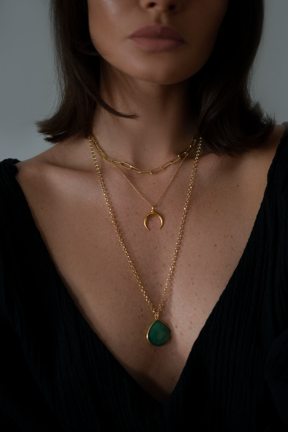 GREEN ONYX HEART || NECKLACE