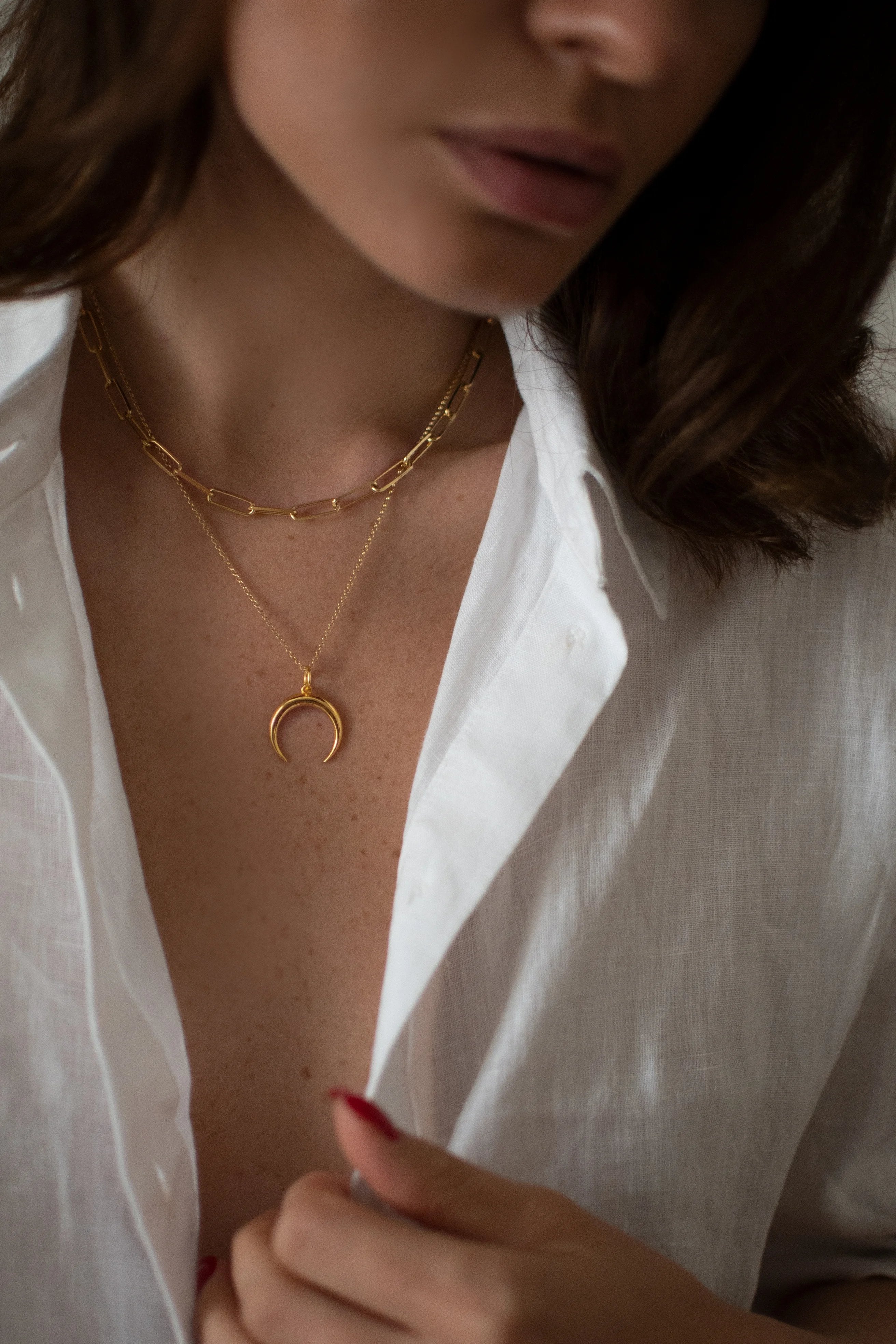PAPERCLIP + WISH MOON NECKLACE || SET