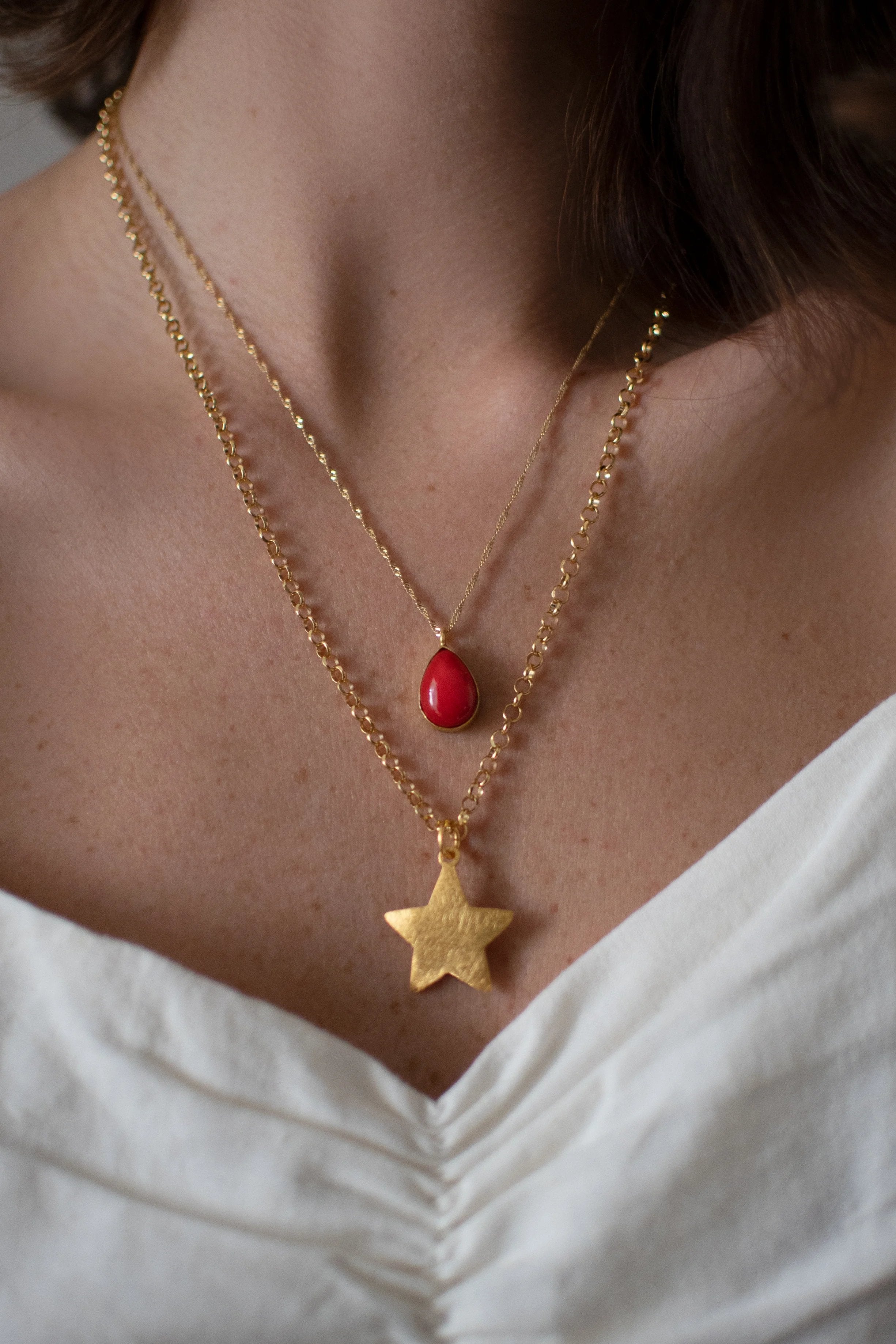 CORAL + STAR NECKLACE || SET
