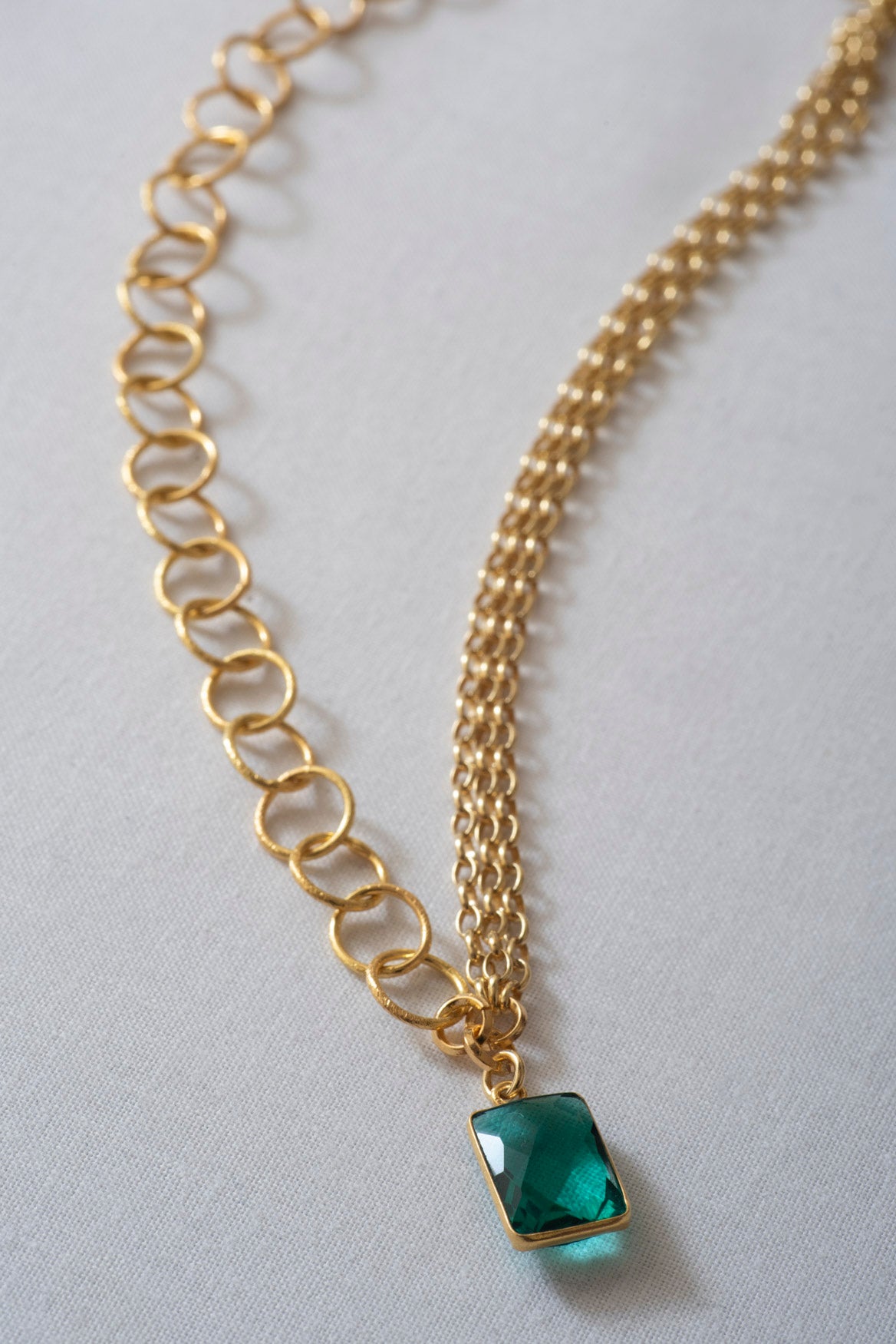 Green Amethyst Rolo Cable Chain Necklace from One Dame Lane
