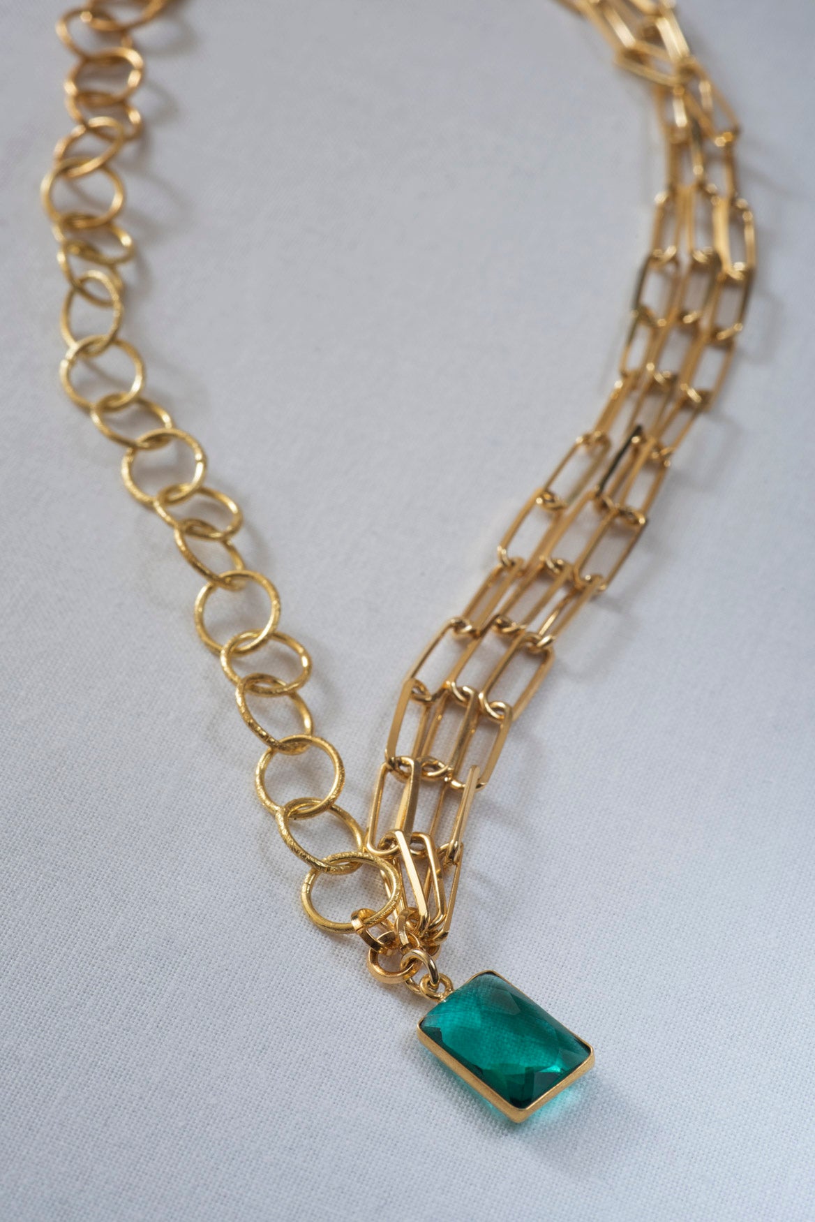 Green Amethyst Paperclip Necklace from One Dame Lane Handmade Jewellery