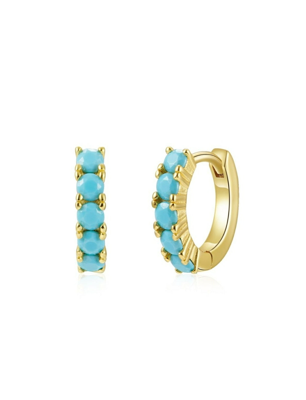 Turquoise Huggie Earrings from One Dame Lane