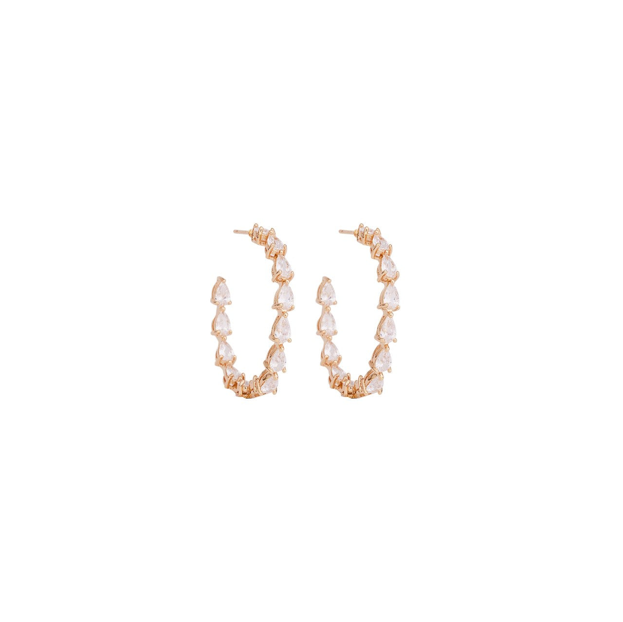 Open Hoop Earrings encrusted with Cubic Zirconia - Bridal Earrings